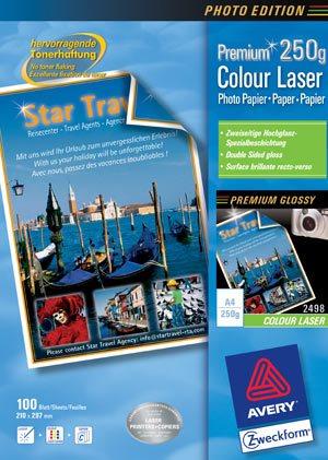 Immagine prodotto Avery Carta fotografica laser a colori Premium, 100 Blatt (250 g/m², A4, 100 x)