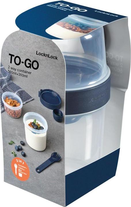 Actual product image Lock & Lock Cereal box ToGo 310 + 560 ml 2 Way Box with spork (0.31 l)