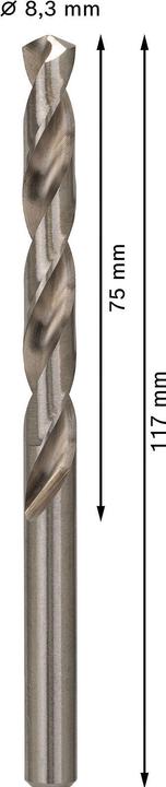 Actual product image Bosch Professional Zubehör PRO Metal HSS-G twist drill, 8.3 x 75 x 117 mm (8.3 mm)