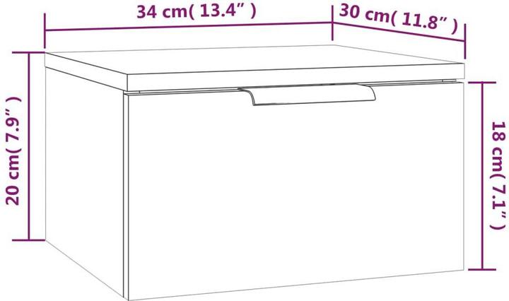 Immagine prodotto vidaXL Wand-Nachttisch (34 x 30 x 20 cm)