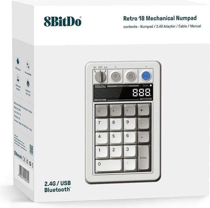 Immagine prodotto 8bitdo Numpad meccanico Retro 18 (M Edition) - Numpad (Tastierino numerico, Cablato, Senza fili)