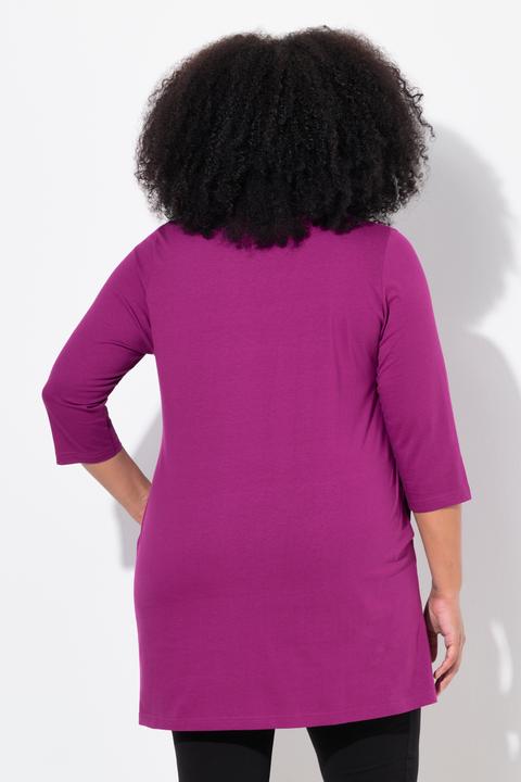 Produktbild Ulla Popken Longshirt, Ziernähte, A-Linie, V-Ausschnitt, 3/4-Arm (56)