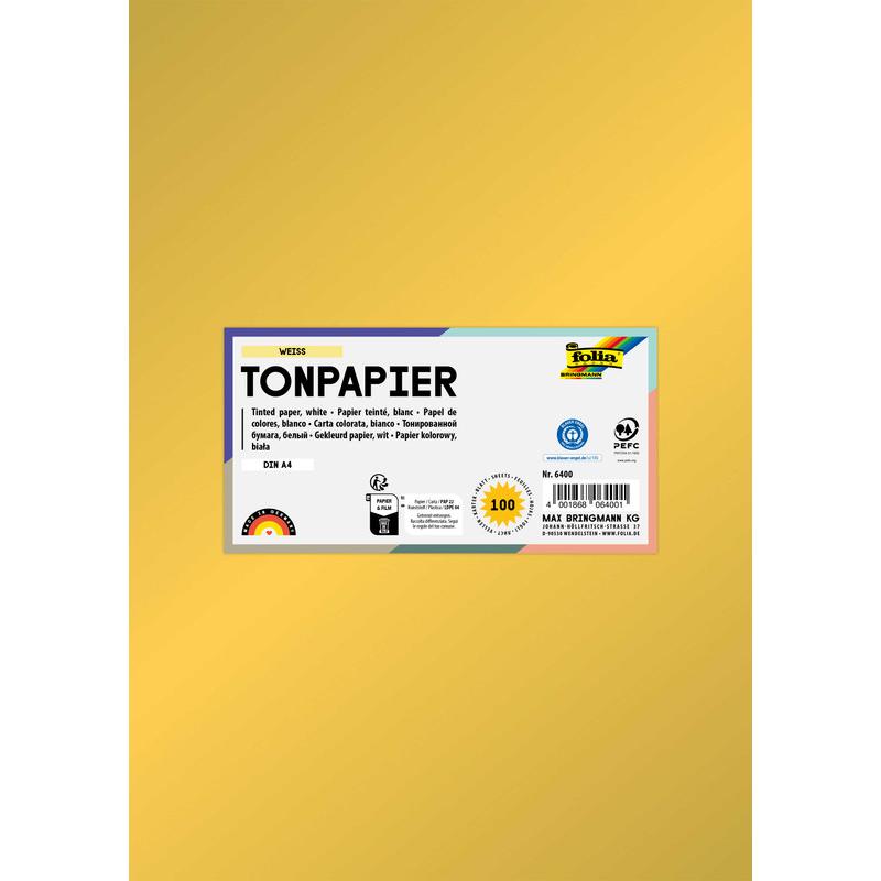 Thumbnail - Folia, Bastelpapier, Tonpapier, DIN A4, 130 g/qm, gold (130 g/m², 100 x)