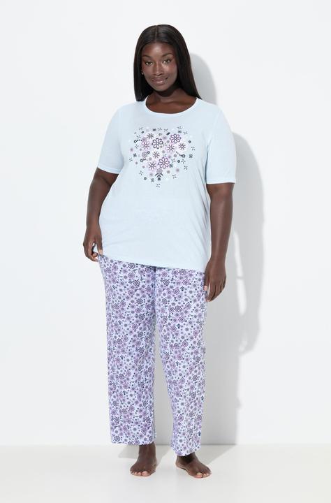Produktbild Ulla Popken Pyjama, Blüten, Rundhalsausschnitt, Halbarm (68)