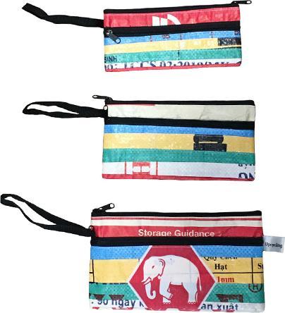 Image du produit Bekos Upcycling - Set de 3 trousses en sacs recyclés Patchwork Elephant (Systèmes de rangement)