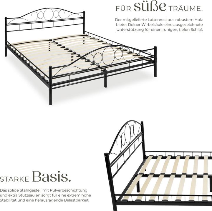 Produktbild tectake Metallbett (200 x 180 cm)