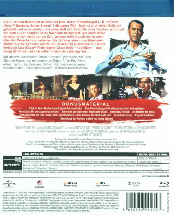 Produktbild Das Fenster zum Hof (Blu-ray, 1954, Deutsch, Spanisch, Französisch, Japanisch, Italienisch, Englisch)