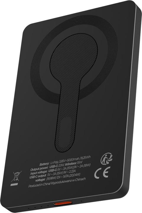 Produktbild Maxlife wireless power bank MXPB-05 20W PD 5000 mAh magnetic black (5000 mAh, 15 W)