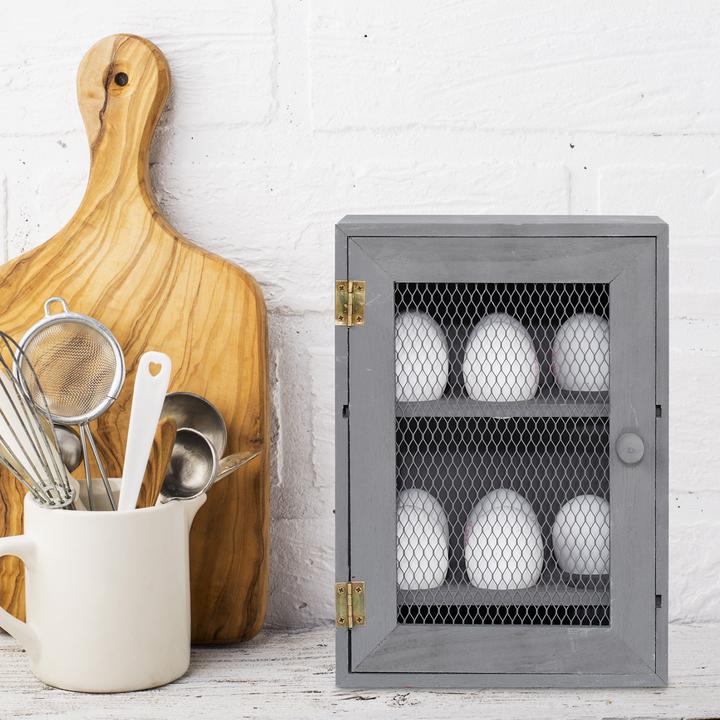 Actual product image Relaxdays Wooden Egg Cabinet, 12 Pieces (18 x 12 x 25 cm, 5.50 l)