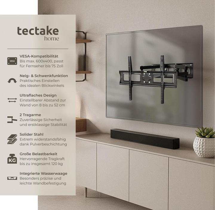Produktbild tectake TV Wandhalterung (Wand, 100", 120 kg)