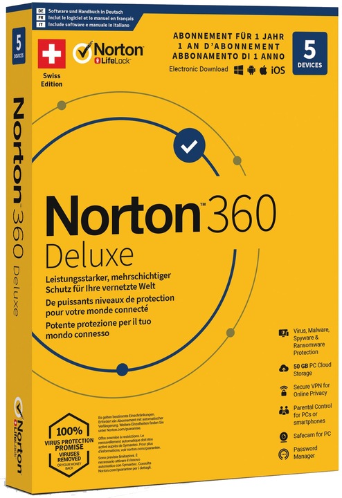 Actual product image Norton 360 Deluxe (5 User, 12 months)