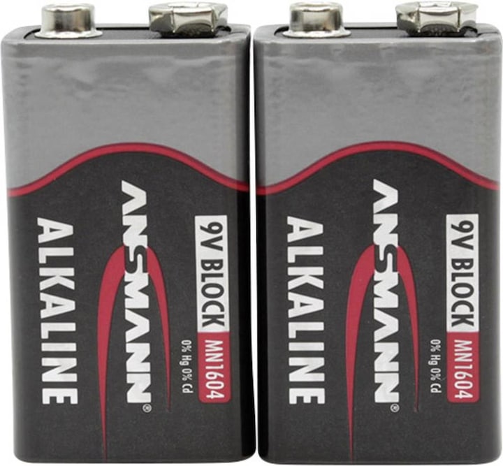 Actual product image Ansmann 9 V block battery alkaline manganese (2 pcs., 9V Block, 550 mAh)
