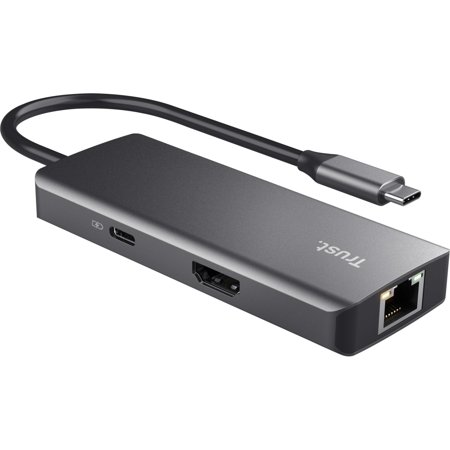Thumbnail - Trust Dalyx (USB-C, 6 Ports), Dockingstation + USB Hub, Silber