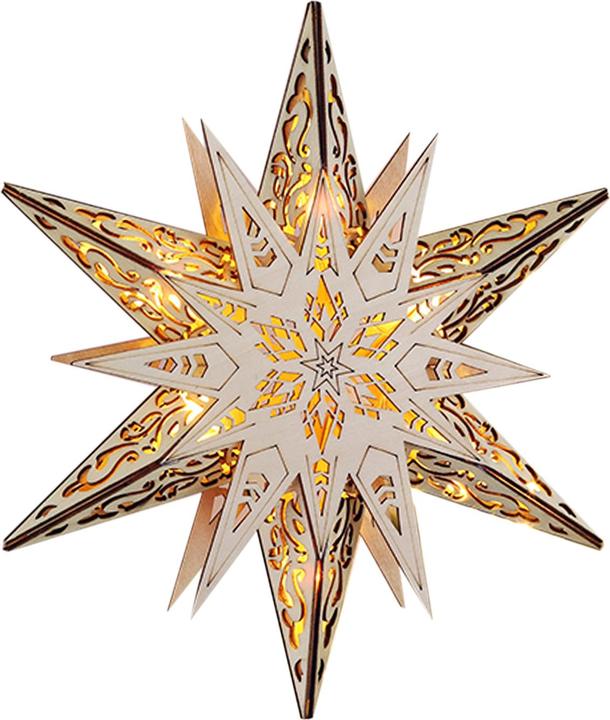 Produktbild Inda-Exclusiv 6 LED Weihnachtsstern aus Holz Hängestern Holzstern warm-weissen