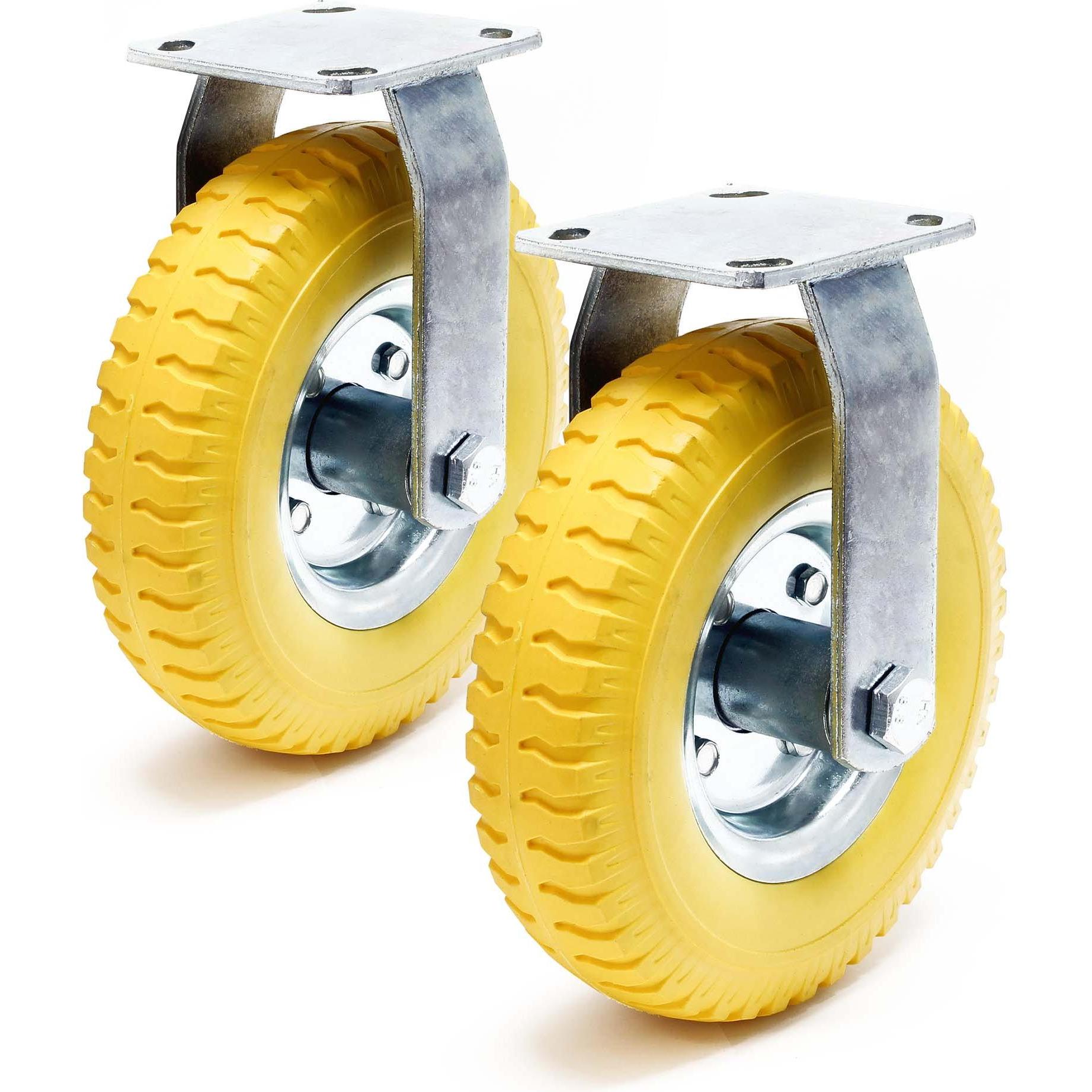 Wiltec, Möbelrollen, Bockrollen Set 2x 225x58mm Transportrolle pannensicher gelb Vollmaterial