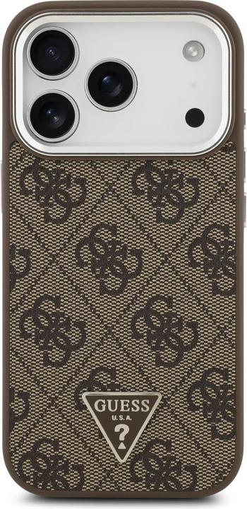 Produktbild Guess Case Magsafe 4G PU Leather Case With Triangle Logo And Silver Metal Camera Frame For iPhone 17 (Apple iPhone 17 Pro)