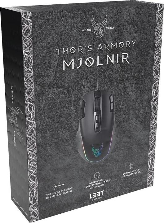 Actual product image L33T Gaming mouse Viking Thor, Mjoelnir, 12,000 DPI, Black (Cable)
