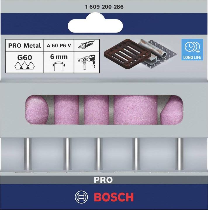 Produktbild Bosch Professional Zubehör PRO Steel Schleifstiftset, 25 x 24, 15 x 30, 15 x 30, 25 x 25, 20 x 25 mm, G60, 5-tlg. (60)