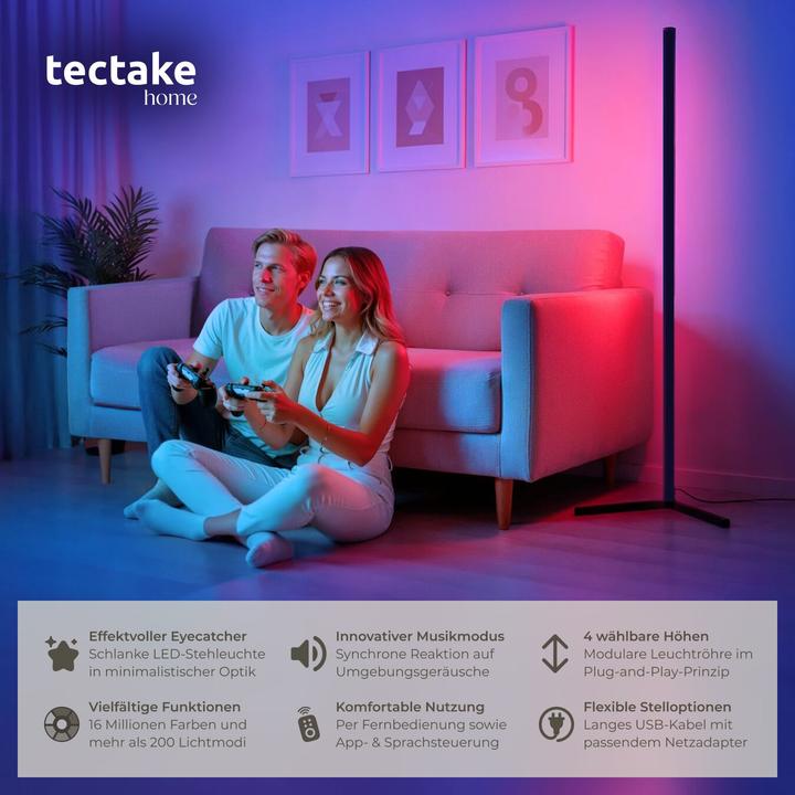 Actual product image tectake LED floor lamp Spectra, 16 million colours, 200+ light modes