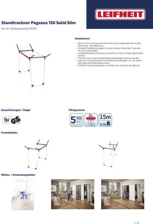 Image du produit Leifheit Pegasus 150 Solid Slim (15 m)