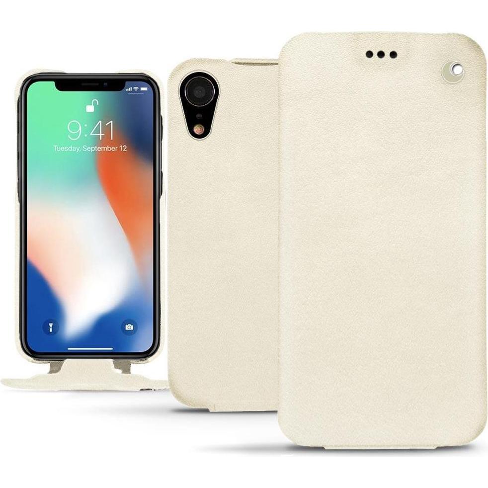 Noreve Lederschutzhülle vertikal (Apple iPhone XR), Smartphone Hülle, Weiss