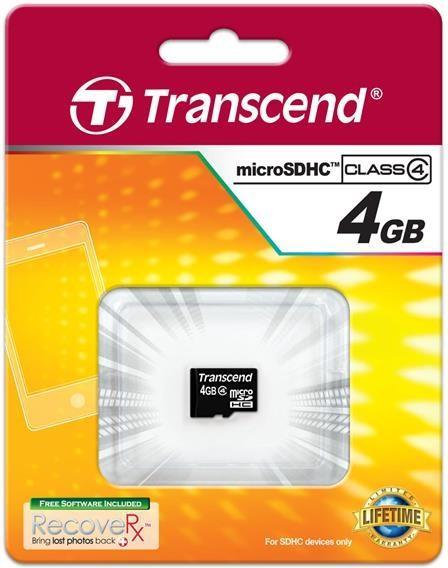 Actual product image Transcend Flash memory card 4GB Micro SDHC, C4 (4 GB, microSDHC)