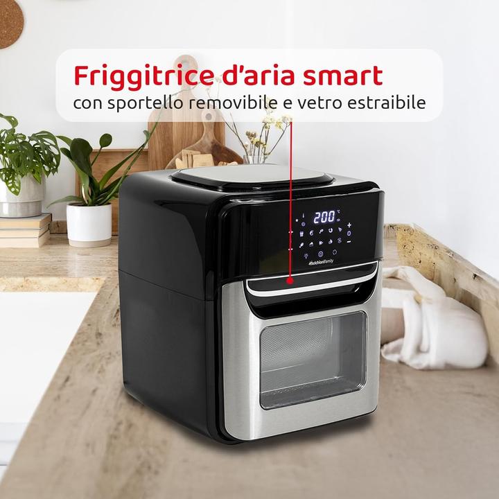 Produktbild Melchioni 118340034 fryer Single 12 L Independent 1700 W Heissluftfritteuse Schwarz, Sta