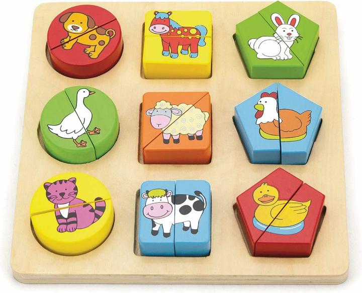 Actual product image Viga Toys Wooden shape puzzle farm animals