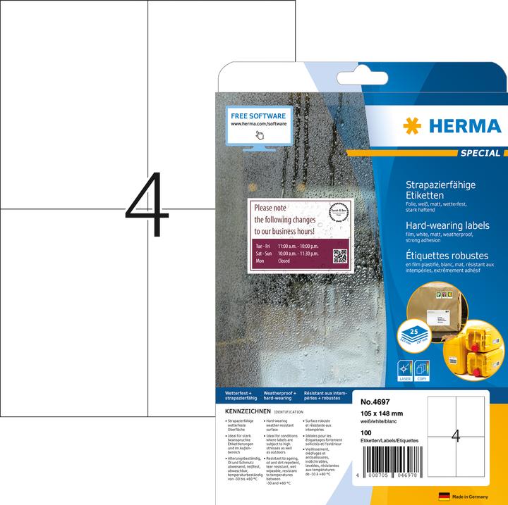 Actual product image HERMA Weatherproof shipping labels A4