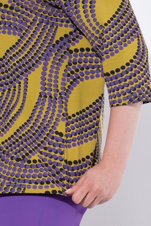 Produktbild Ulla Popken Shirt, Punkte, Kelchkragen, V-Ausschnitt, 3/4-Arm (54)