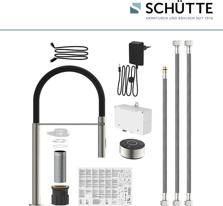 Produktbild Schütte Digitale wastafelarmatuur mit Smart Control, Soft-Touch-Schlauch, programmierbare Füllfunktion