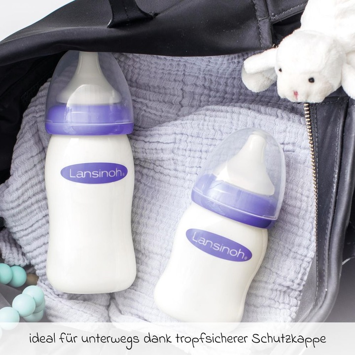 Produktbild Lansinoh Babyflaschen 9-tlg. Glas-Flaschen-Set mit NaturalWave® (240 ml)