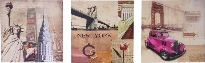 Image du produit Swisshandel24 Peinture sur toile, tableau mural impression d'art sur toile, 3 parties 150x50cm - New York (150 x 50 cm)