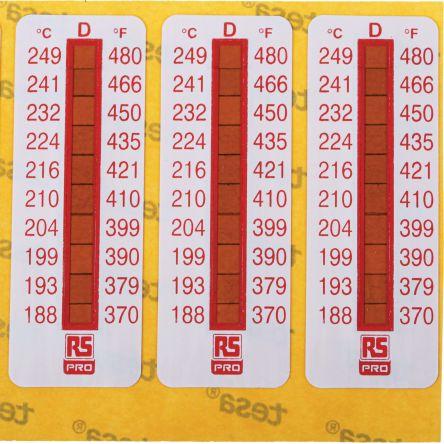 Rs Pro Temperaturmessstreifen 188°C / 249°C 10 Messbereiche 10 Stk. Vertikal, L. 51mm, B. 18mm, Automatisierung