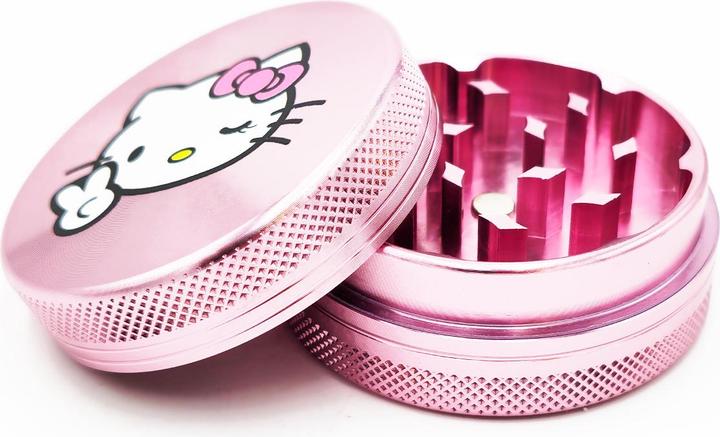 Actual product image BestV Hello Kitty Aluminium Grinder Peace Pink 2 Parts 50mm