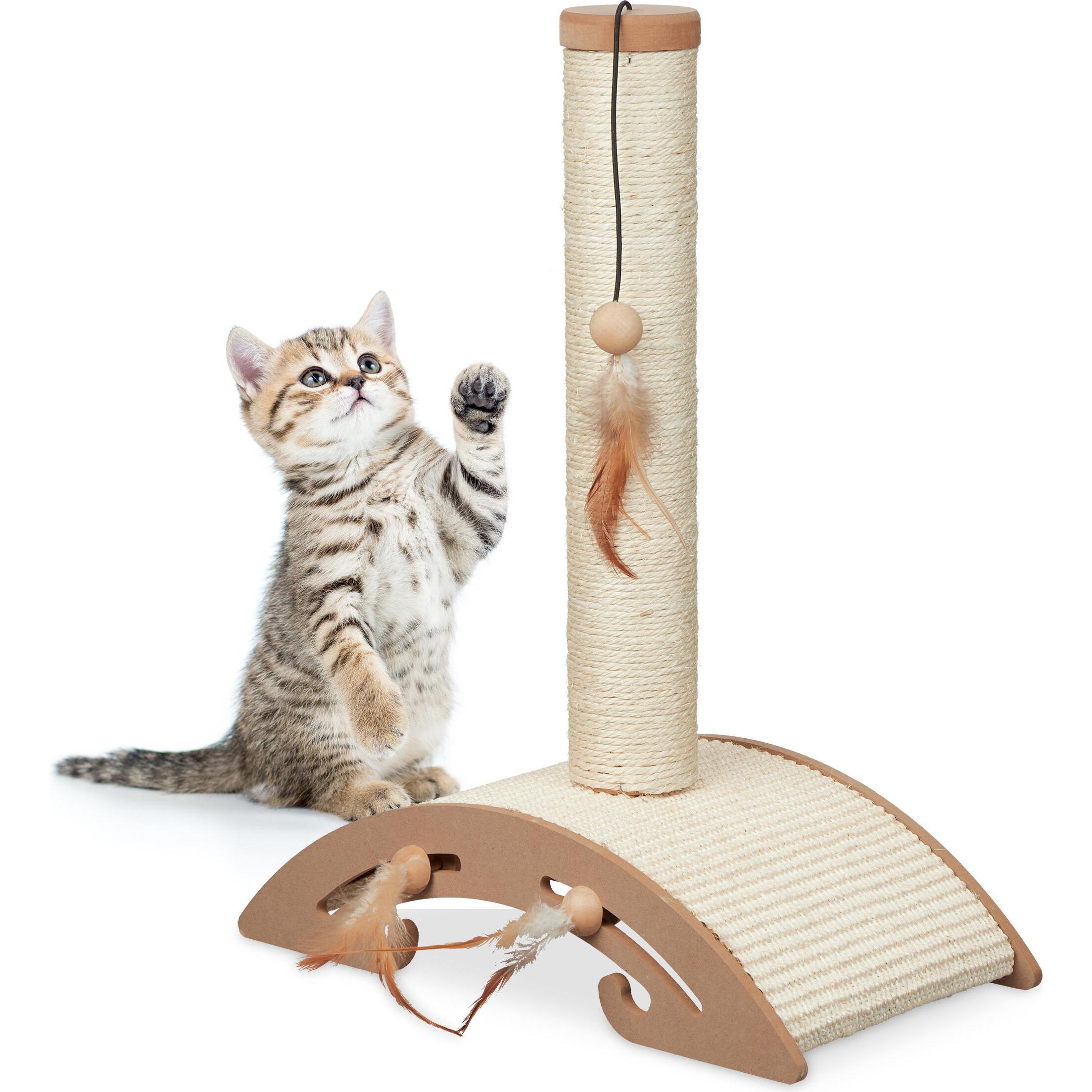 Relaxdays Kratzsäule (52 cm, Braun, Beige), Katzenbaum
