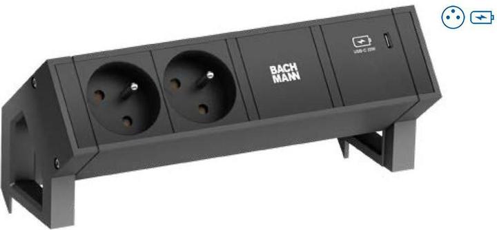 Produktbild Bachmann DESK2 2x UTE 1x USB C 30W noir (2 x, CEE 7/5, CEE 7/3, 0.20 m)
