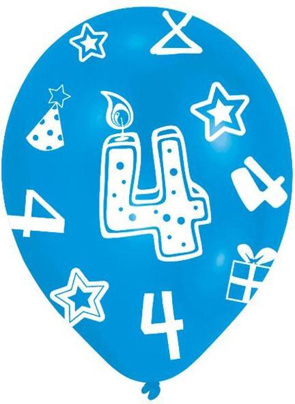 Actual product image Amscan Balloons, 6 pieces, assorted, number 4 (6x)