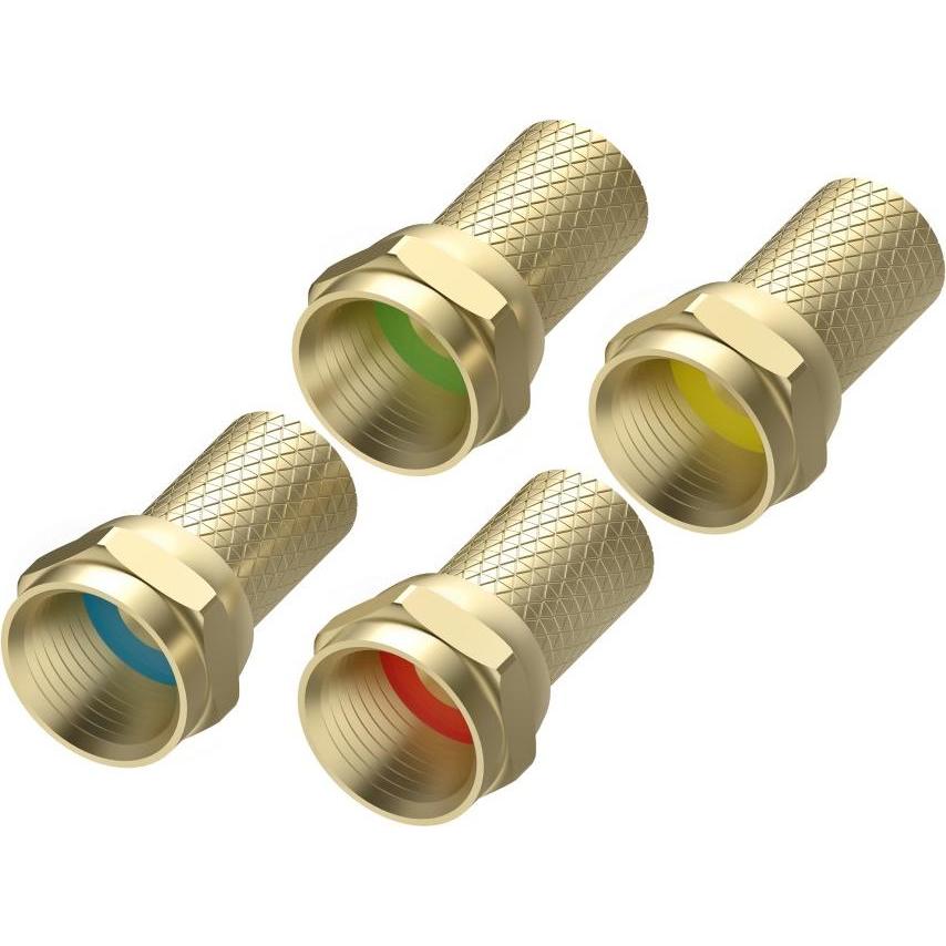 Hama F-Stecker, 7,0 mm, schraubbar, 4 Stück, farbcodiert (Antennenkabel), Antennenkabel