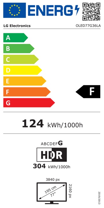 Etichetta energetica LG OLED77G36LA (77", G3, OLED, 4K, 2023)