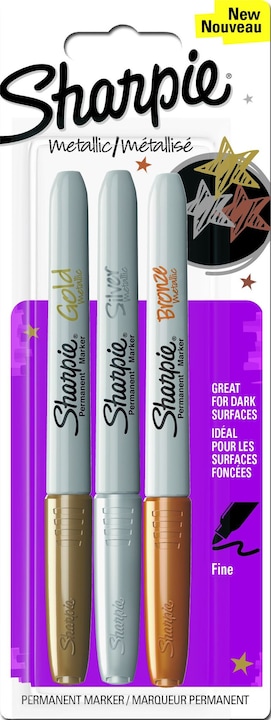 Sharpie Feiner Permanentmarker (Silver, 1.40 mm, 3 x)