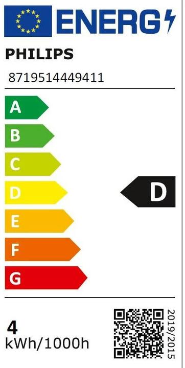 Energy Label Philips Professional Mas (E14, 3.40 W, 470 lm, 1 x, D)