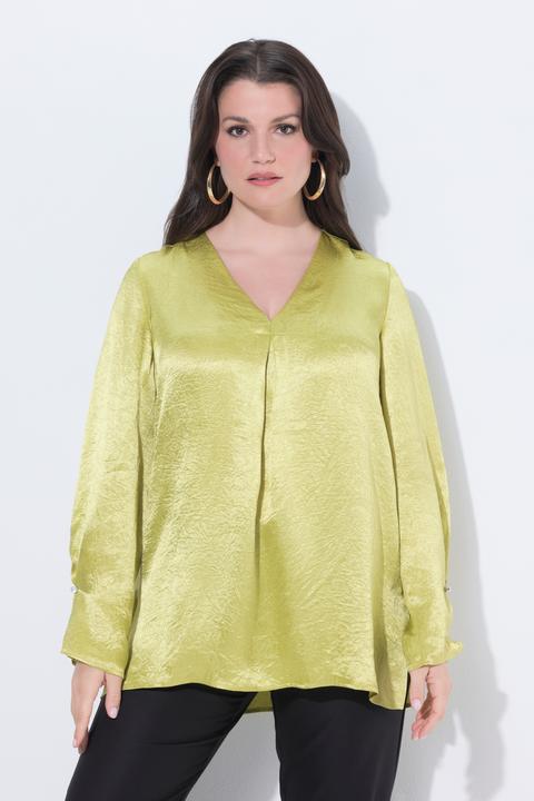 Actual product image Ulla Popken Textured Acetate Long Sleeve Blouse (46)