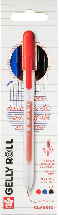 Productafbeelding Sakura Gelly Roll Retractable Classic Gelschreiber transparent 0,4 mm, Schreibfarbe: farbsortiert, 3 (Blauw, Rood, Zwart, 3x)