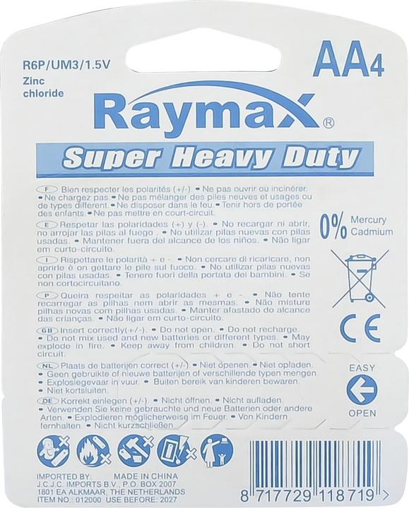 Image du produit Raymax Batterie penlite AA r6p 4 pièces zinc (4 pcs, AA)
