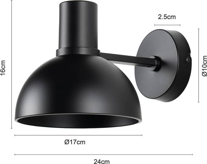 Immagine prodotto Lucande Lampada da parete Mostrid in ferro nero (E27)