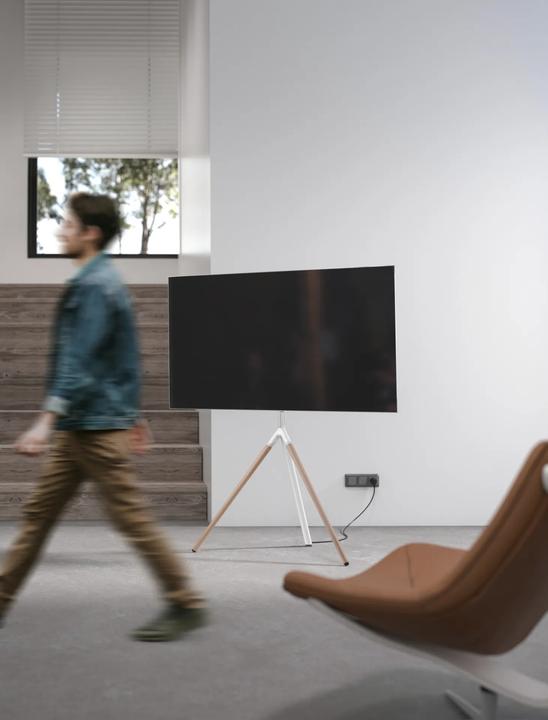 Image du produit Sinox Pied de téléviseur tripode avec support pivotant. 45"-65". Bois clair/blanc (65", 32 kg)