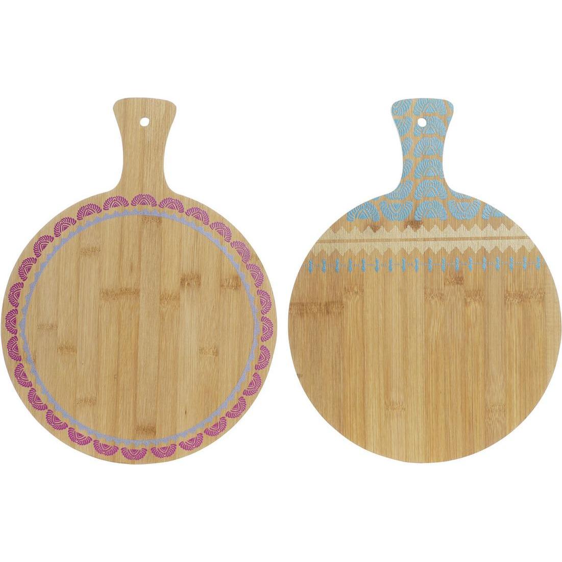 DKD Home Decor Schneidebrett Tropical natürlich türkis Granatrot 30 x 40 x 1 cm, Tagliere, Marrone, Rosso, Turchese