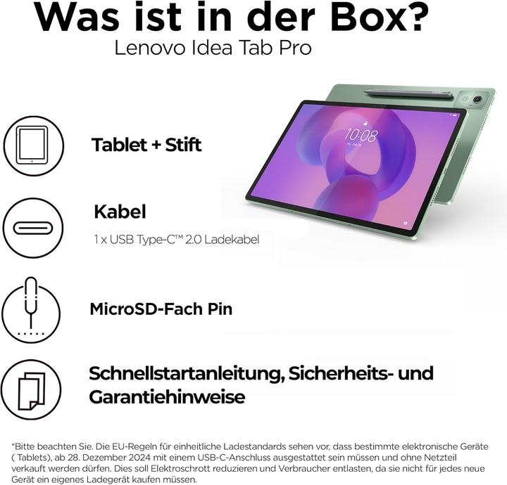 Productafbeelding Lenovo TB373FU (Alleen WLAN, 12.70", 256 GB, Groen, Seafoamgroen)