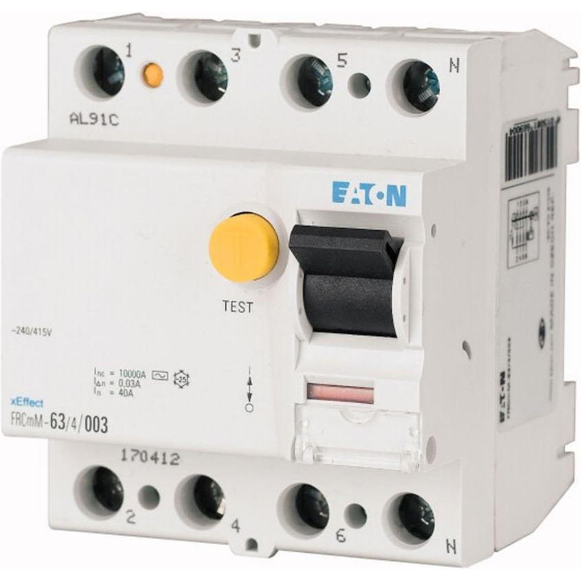 Eaton, Schutzschalter, FI-Schalter, 63A, 4p, 30mA, Typ A 167103